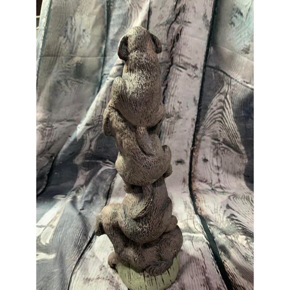 Vintage Tower Of Dogs Totem of Puppies 9" Tall Figurine Marked Nowell 1993 EUC - Picture 2 of 3